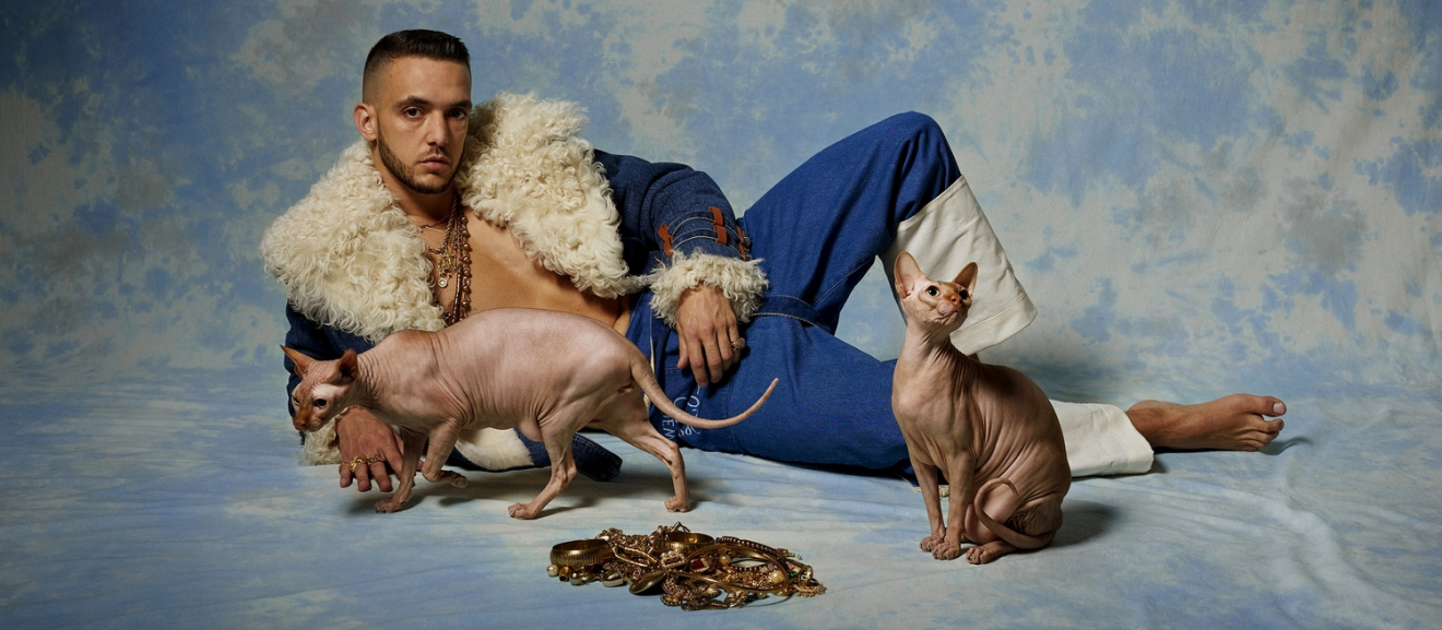 c tangana with two cats